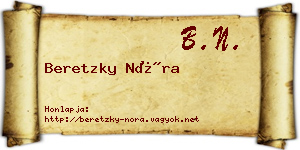 Beretzky Nóra névjegykártya